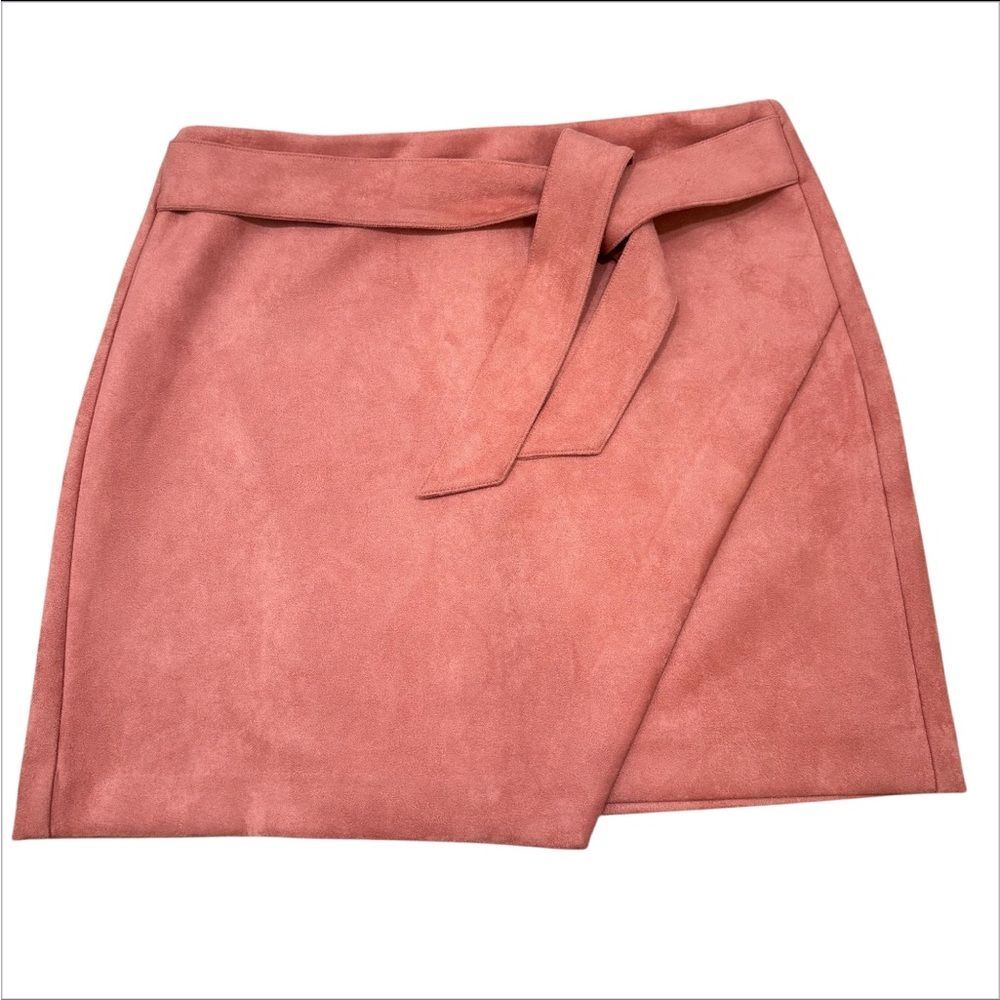 NWT LOFT Faux Suede Summer Rose Pink Mini Skirt with Tie Size 8